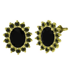 Siyah zirkon ve peridot 8 ayar altın küpe