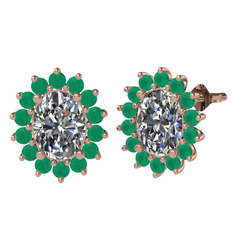 Eda Küpe - Swarovski ve kök zümrüt 8 ayar rose altın küpe #14pgqzj