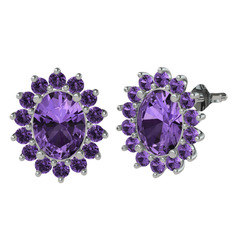 Eda Küpe - Ametist 18 ayar beyaz altın küpe #16rwlfj