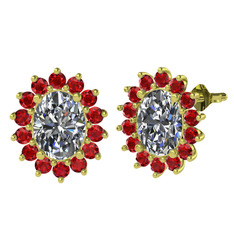 Swarovski ve garnet 14 ayar altın küpe