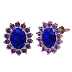 Eda Küpe - Lab safir ve ametist 14 ayar rose altın küpe #1abje1h