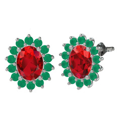 Eda Küpe - Garnet ve kök zümrüt 925 ayar gümüş küpe #1avu5qf