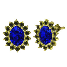 Lab safir ve peridot 8 ayar altın küpe
