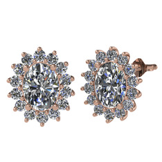 Eda Küpe - Swarovski ve pırlanta 925 ayar rose altın kaplama gümüş küpe (1.008 karat) #1bvdwdm