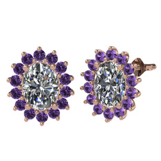 Eda Küpe - Swarovski ve ametist 8 ayar rose altın küpe #1ecoykx