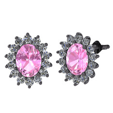 Eda Küpe - Pembe kuvars ve swarovski 925 ayar siyah rodyum kaplama gümüş küpe #1f7aoao