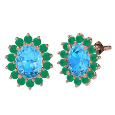 Eda Küpe - Akuamarin ve kök zümrüt 14 ayar rose altın küpe #1hp3tx5