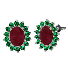 Eda Küpe - Kök yakut ve yeşil kuvars 925 ayar gümüş küpe #1ib3fii