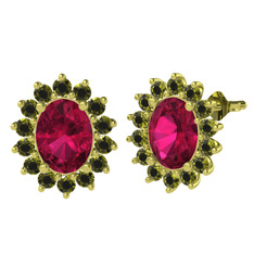 Eda Küpe - Rodolit garnet ve peridot 14 ayar altın küpe #1ikkjgw