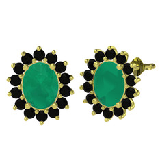 Eda Küpe - Kök zümrüt ve siyah zirkon 925 ayar altın kaplama gümüş küpe #1jp2u94