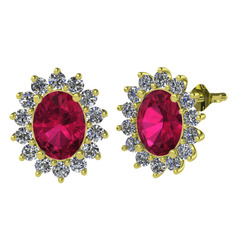 Rodolit garnet ve swarovski 8 ayar altın küpe