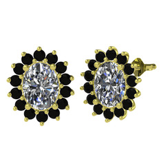 Eda Küpe - Swarovski ve siyah zirkon 14 ayar altın küpe #1ldwukp