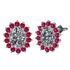 Eda Küpe - Beyaz zirkon ve rodolit garnet 925 ayar gümüş küpe #1lrlqqr