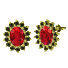 Eda Küpe - Garnet ve peridot 925 ayar altın kaplama gümüş küpe #1lvc2p6