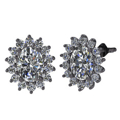 Eda Küpe - Beyaz zirkon ve swarovski 925 ayar siyah rodyum kaplama gümüş küpe #1n3kygb