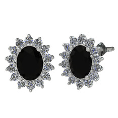 Eda Küpe - Siyah zirkon ve pırlanta 14 ayar beyaz altın küpe (1.008 karat) #1or0vt6