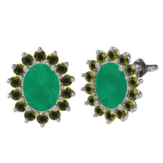 Eda Küpe - Kök zümrüt ve peridot 925 ayar gümüş küpe #1ozlkkx