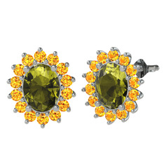 Eda Küpe - Peridot ve sitrin 925 ayar gümüş küpe #1q4gis0