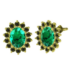 Eda Küpe - Yeşil kuvars ve peridot 14 ayar altın küpe #1qsvc39