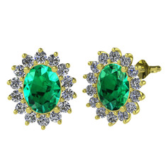 Yeşil kuvars ve swarovski 8 ayar altın küpe