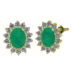 Eda Küpe - Kök zümrüt ve swarovski 18 ayar altın küpe #1sj50v1