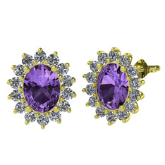 Eda Küpe - Ametist ve swarovski 14 ayar altın küpe #1wd3927