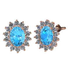 Eda Küpe - Akuamarin ve pırlanta 14 ayar rose altın küpe (1.008 karat) #1x1hnkl