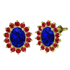 Lab safir ve garnet 14 ayar altın küpe