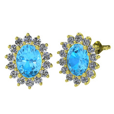 Eda Küpe - Akuamarin ve swarovski 925 ayar altın kaplama gümüş küpe #5nv7om