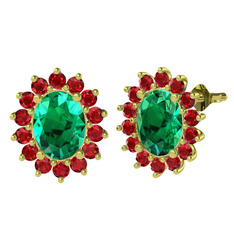 Eda Küpe - Yeşil kuvars ve garnet 8 ayar altın küpe #77n42s