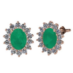 Eda Küpe - Kök zümrüt ve pırlanta 18 ayar rose altın küpe (1.008 karat) #83pjov