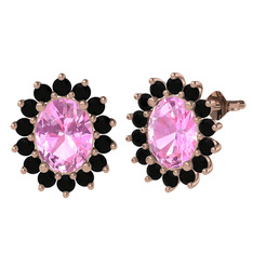 Eda Küpe - Pembe kuvars ve siyah zirkon 18 ayar rose altın küpe #atsf59