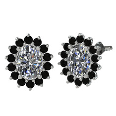 Eda Küpe - Swarovski ve siyah zirkon 8 ayar beyaz altın küpe #bhpzv2