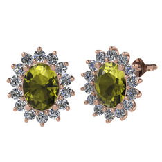 Eda Küpe - Peridot ve swarovski 14 ayar rose altın küpe #f4nedu