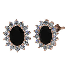 Siyah zirkon ve swarovski 18 ayar rose altın küpe