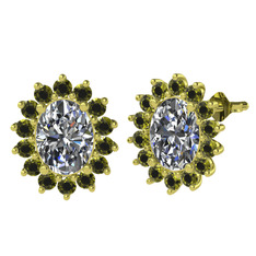 Swarovski ve peridot 8 ayar altın küpe