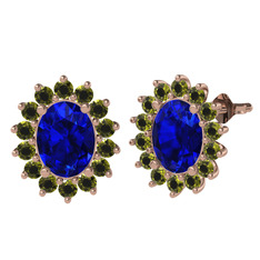 Eda Küpe - Lab safir ve peridot 8 ayar rose altın küpe #jy7cmq