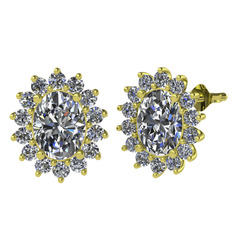 Swarovski ve beyaz zirkon 925 ayar altın kaplama gümüş küpe