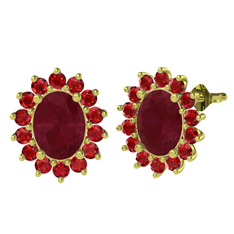 Eda Küpe - Kök yakut ve garnet 8 ayar altın küpe #l6qlh5