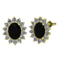 Eda Küpe - Siyah zirkon ve pırlanta 925 ayar altın kaplama gümüş küpe (1.008 karat) #leg9du