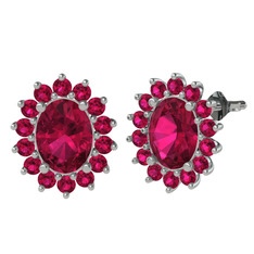 Eda Küpe - Rodolit garnet 18 ayar beyaz altın küpe #lnlwst