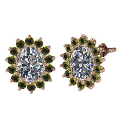 Eda Küpe - Swarovski ve peridot 14 ayar rose altın küpe #n5fcux