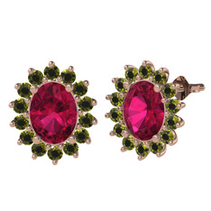 Rodolit garnet ve peridot 8 ayar rose altın küpe