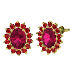Eda Küpe - Rodolit garnet ve garnet 14 ayar altın küpe #p5wgh3