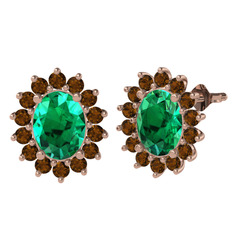 Eda Küpe - Yeşil kuvars ve dumanlı kuvars 18 ayar rose altın küpe #qdxvw7