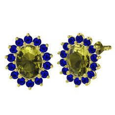 Peridot ve lab safir 8 ayar altın küpe