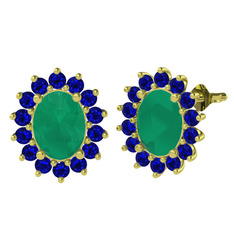 Eda Küpe - Kök zümrüt ve lab safir 8 ayar altın küpe #s4br0g