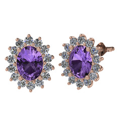 Eda Küpe - Ametist ve swarovski 8 ayar rose altın küpe #sjfp5a