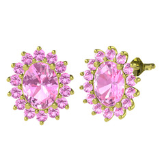 Eda Küpe - Pembe kuvars 18 ayar altın küpe #suyysm