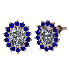 Eda Küpe - Swarovski ve lab safir 925 ayar rose altın kaplama gümüş küpe #tk1tqi